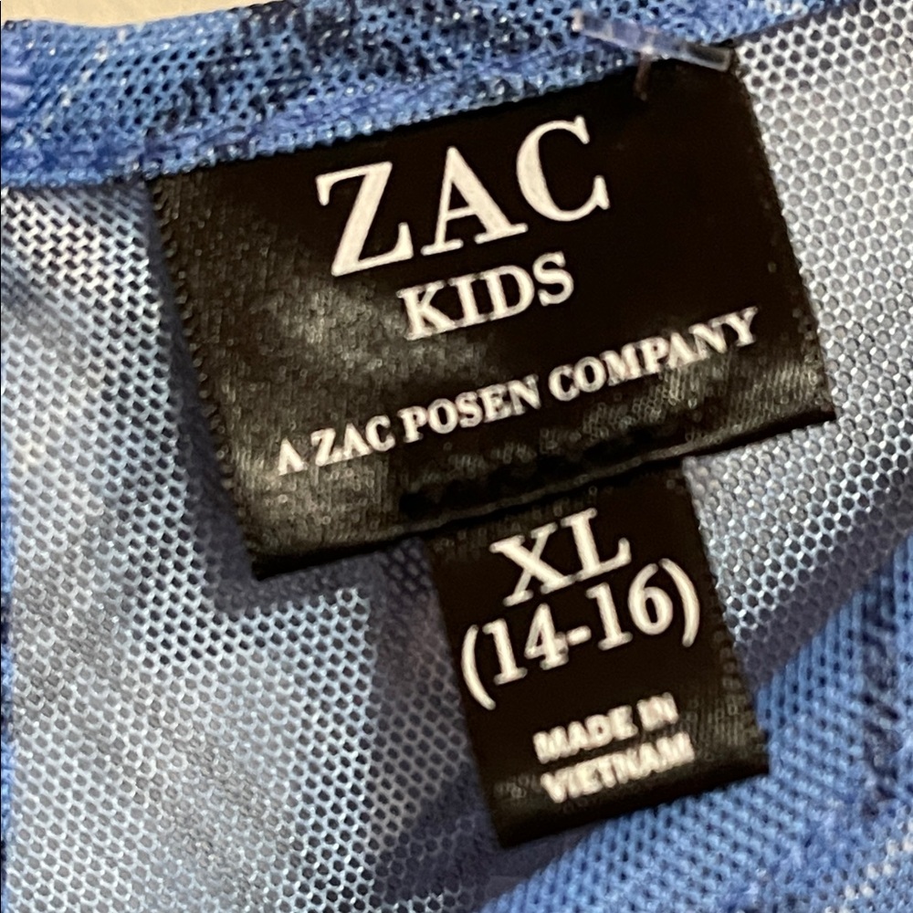 Zac Kids Blue Plaid Tiered Smocked Dress SZ XL 14-16 - Picture 2 of 5